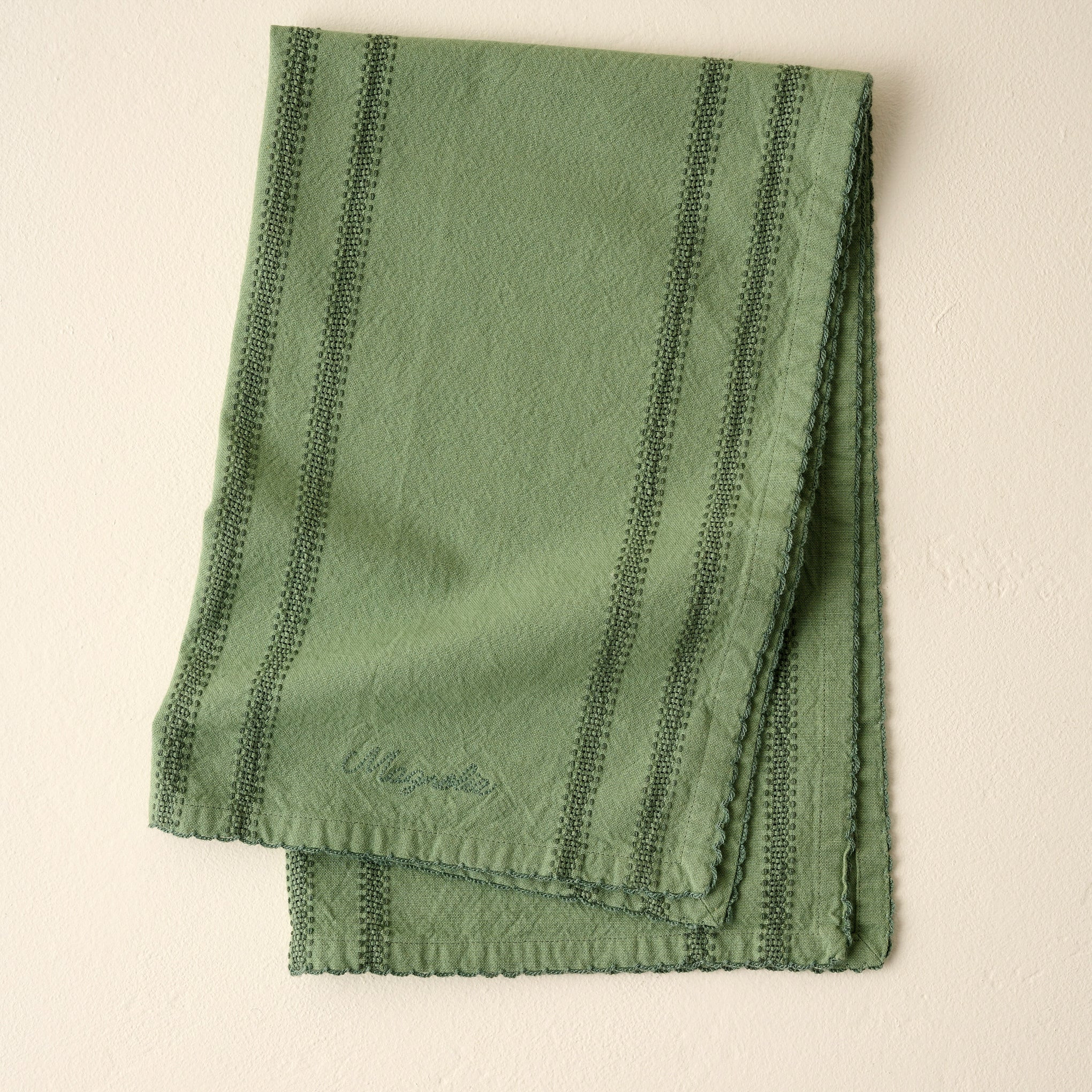 Magnolia Antique Green Striped Tea Towel | Magnolia