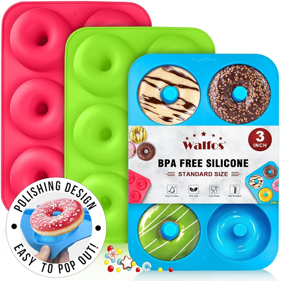 Walfos Silicone Donut Mold - Non-Stick Silicone Doughnut Pan Set, Just Pop Out! Heat Resistant, M... | Amazon (US)
