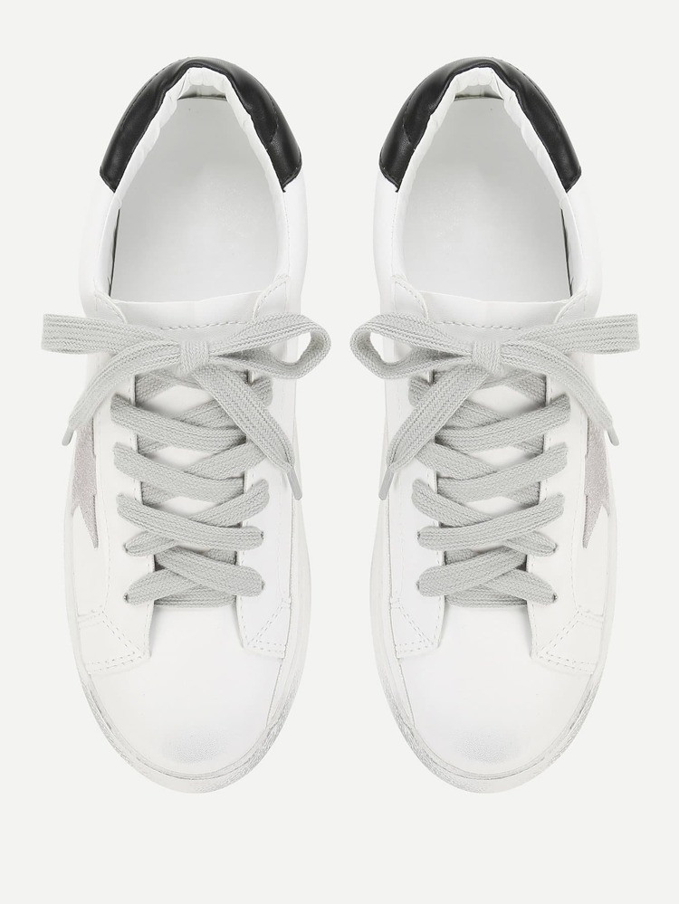 Star Patch Lace Up Splice Sneakers | SHEIN