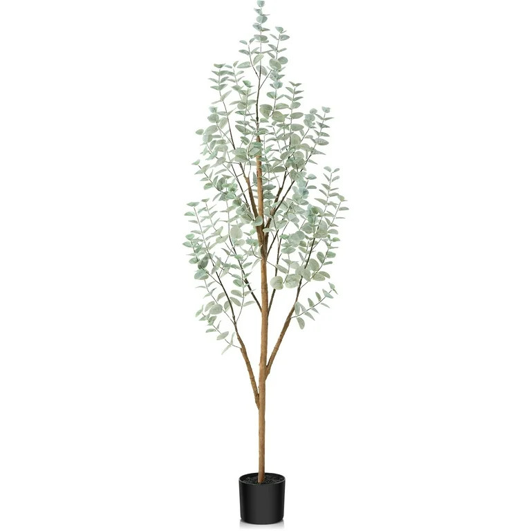 5FT Artificial Eucalyptus Plants with Realistic Leaves and Natural Trunk, Silk Fake Potted Tree w... | Walmart (US)