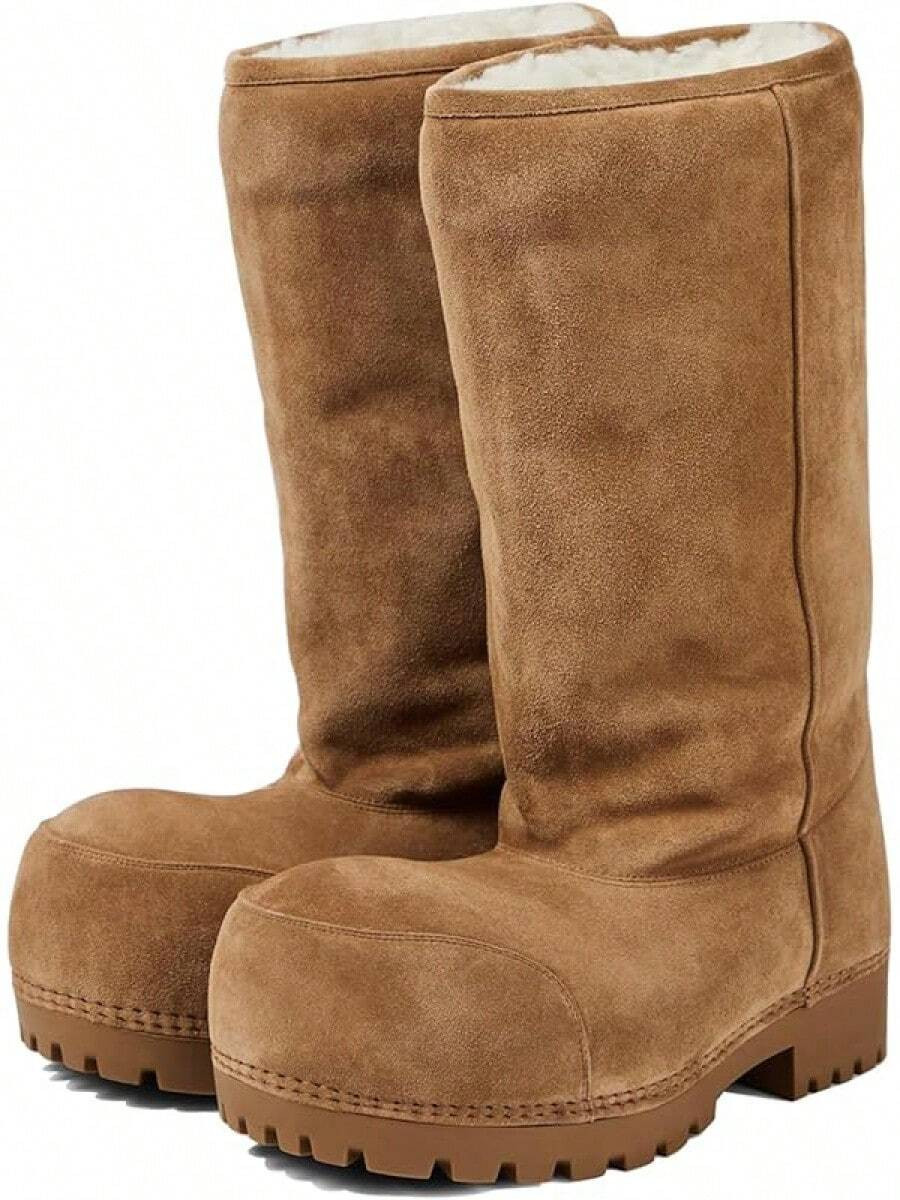 Platform Snow Boots Women Suede Classic Fur Hippy Mid Calf Winter Boots Slip On High Boots Comfor... | SHEIN