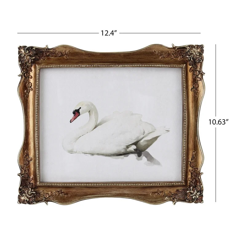 Home Decor Collection Sterling & Noble Home Ornate Gold Framed Swan Canvas Print Wall Art | Walmart (US)