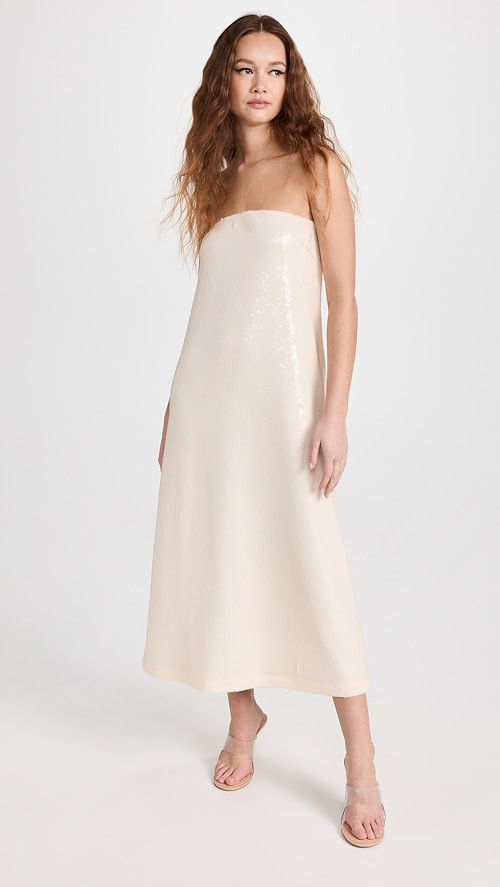 Sequinned Strapless Midi Dress | Shopbop
