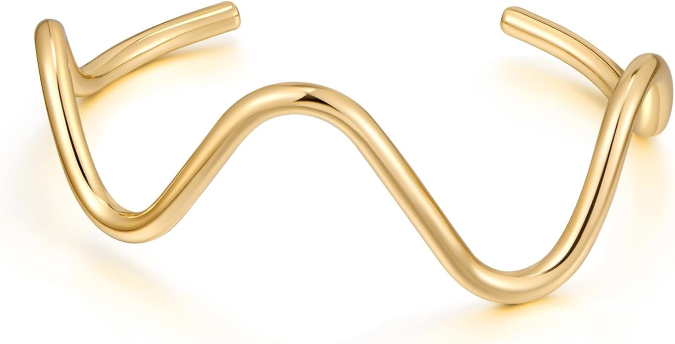 Gold Bangle Bracelets for Women Open Cuff Bangle Chunky Twisted Simple Thin Cuff Bracelets Jewelr... | Amazon (US)