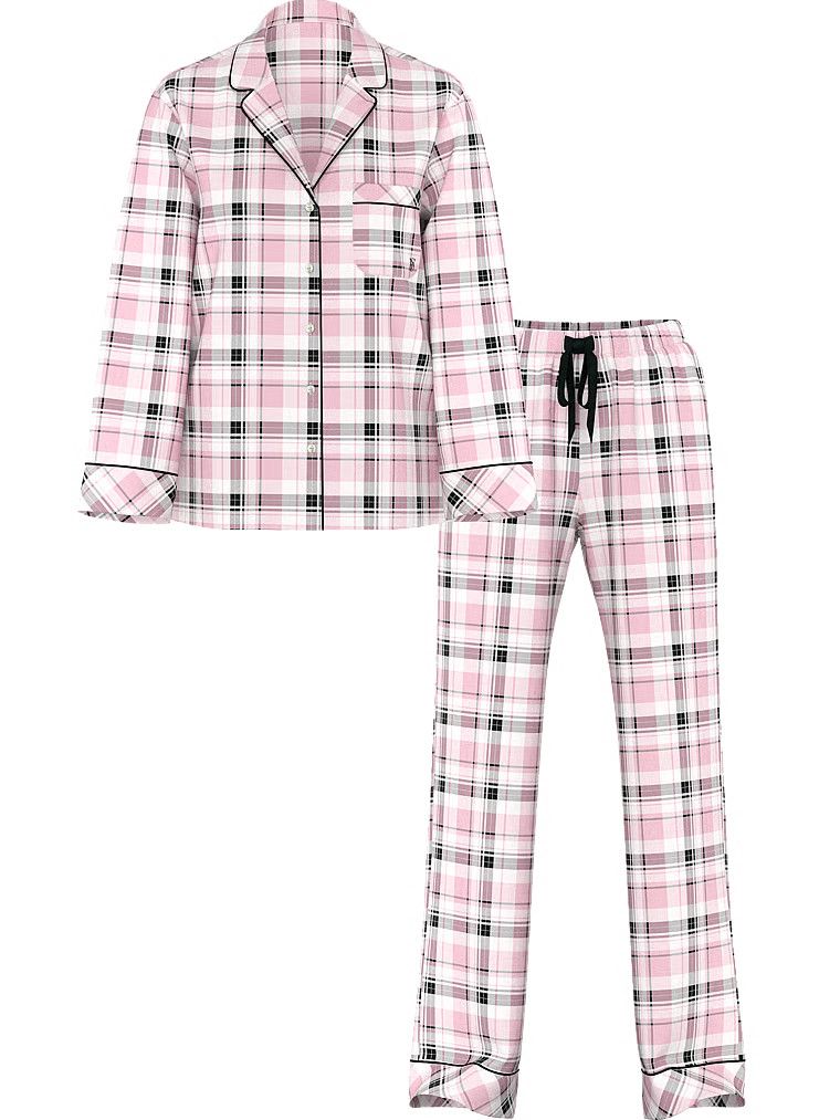 Buy Flannel Long Pajama Set, Black/Vs White/Red Yd Plaid - Order Pajamas Sets online - Victoria's... | Victoria's Secret (US / CA )