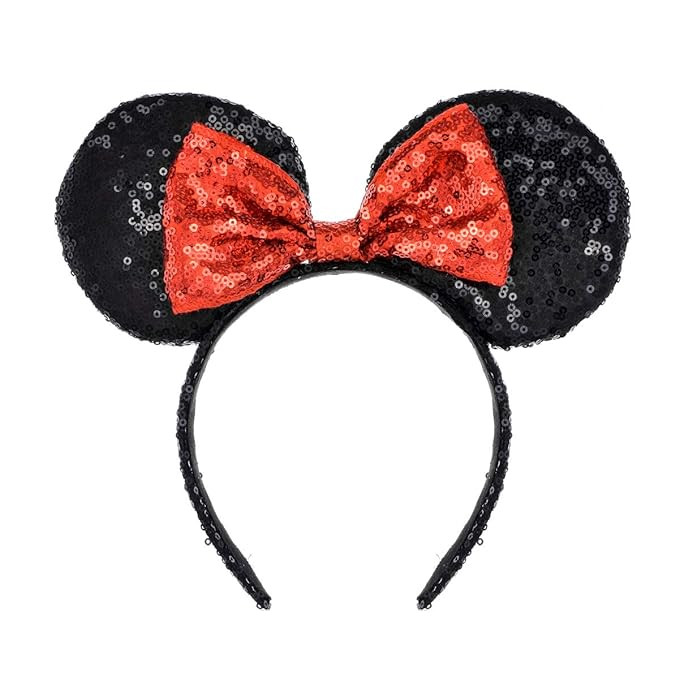 A Miaow Sequin Black Mouse Ears Headband MM Glitter Hair Clasp Adults Women Butterfly Hair Hoop B... | Amazon (US)