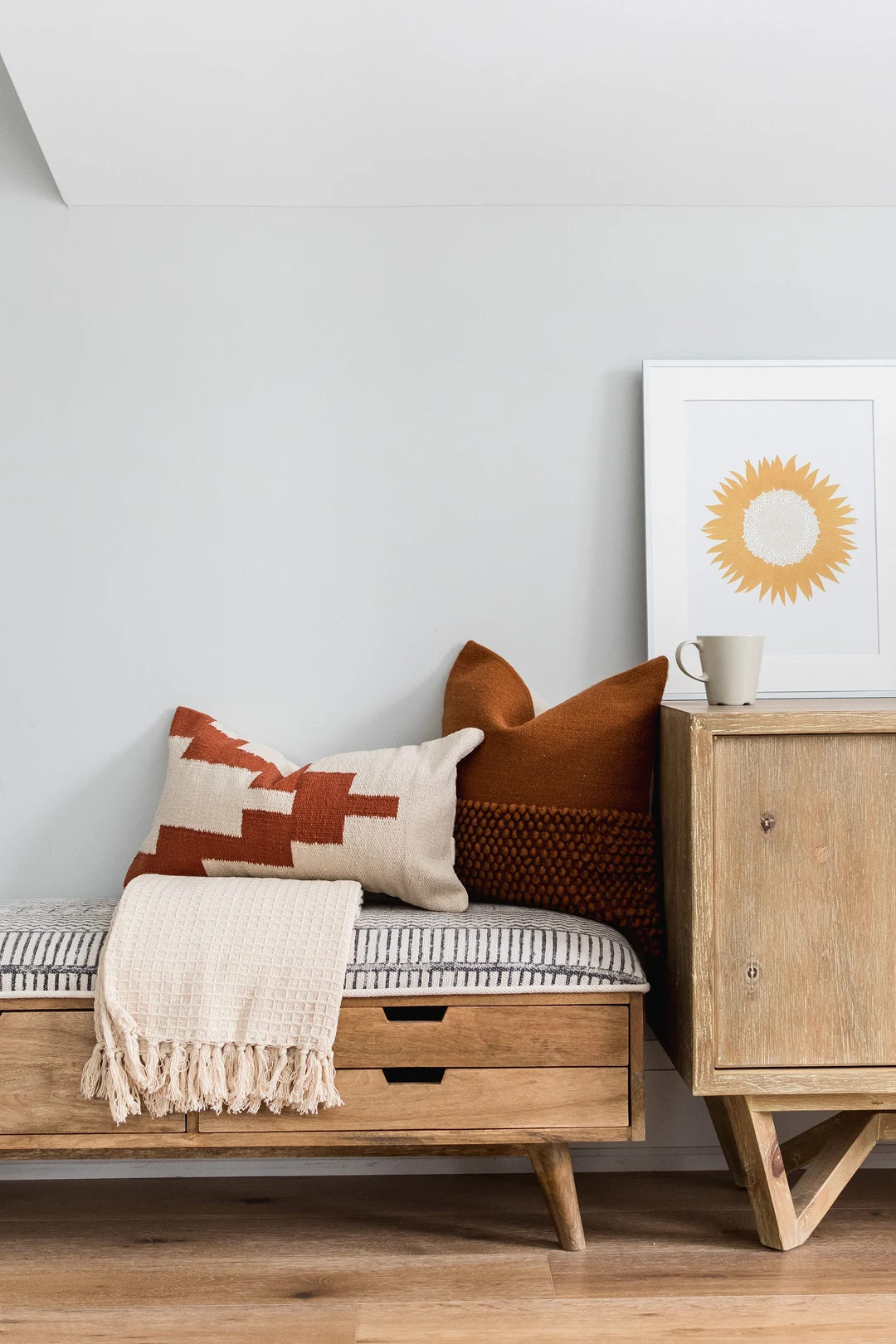 Cotton Canvas Pillow Cover Babak // Natural and Rust Lumbar - Etsy | Etsy (US)