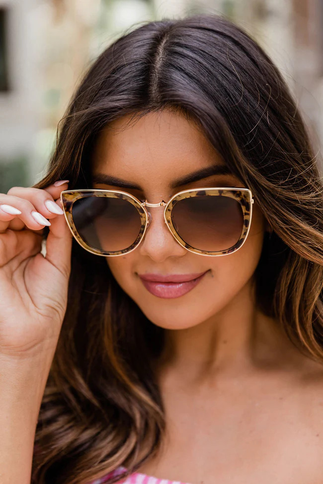 Layover Flight Leopard Print Gold Sunglasses | Pink Lily