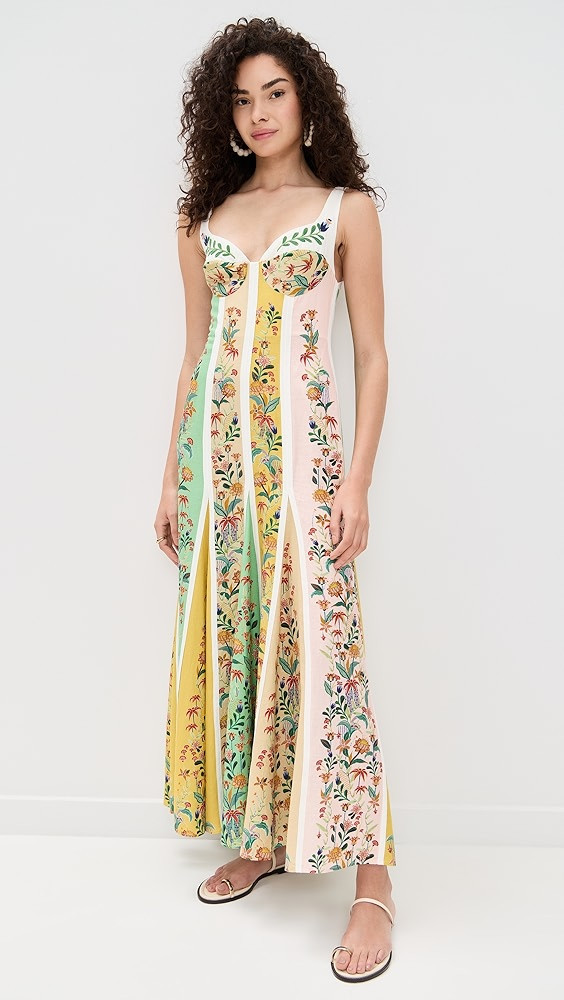 FARM Rio Delicate Floral Stripes Multicolor Sleeveless Gore Dress | Shopbop | Shopbop