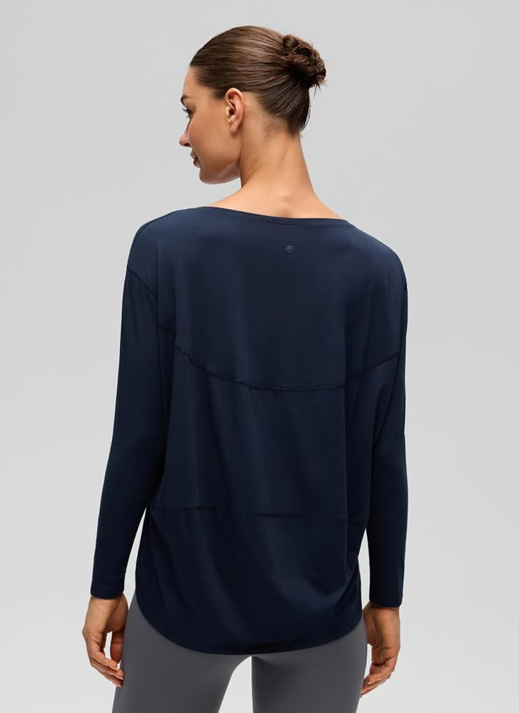 CRZ YOGA Pima Cotton Boat Neck Top | Amazon (UK)