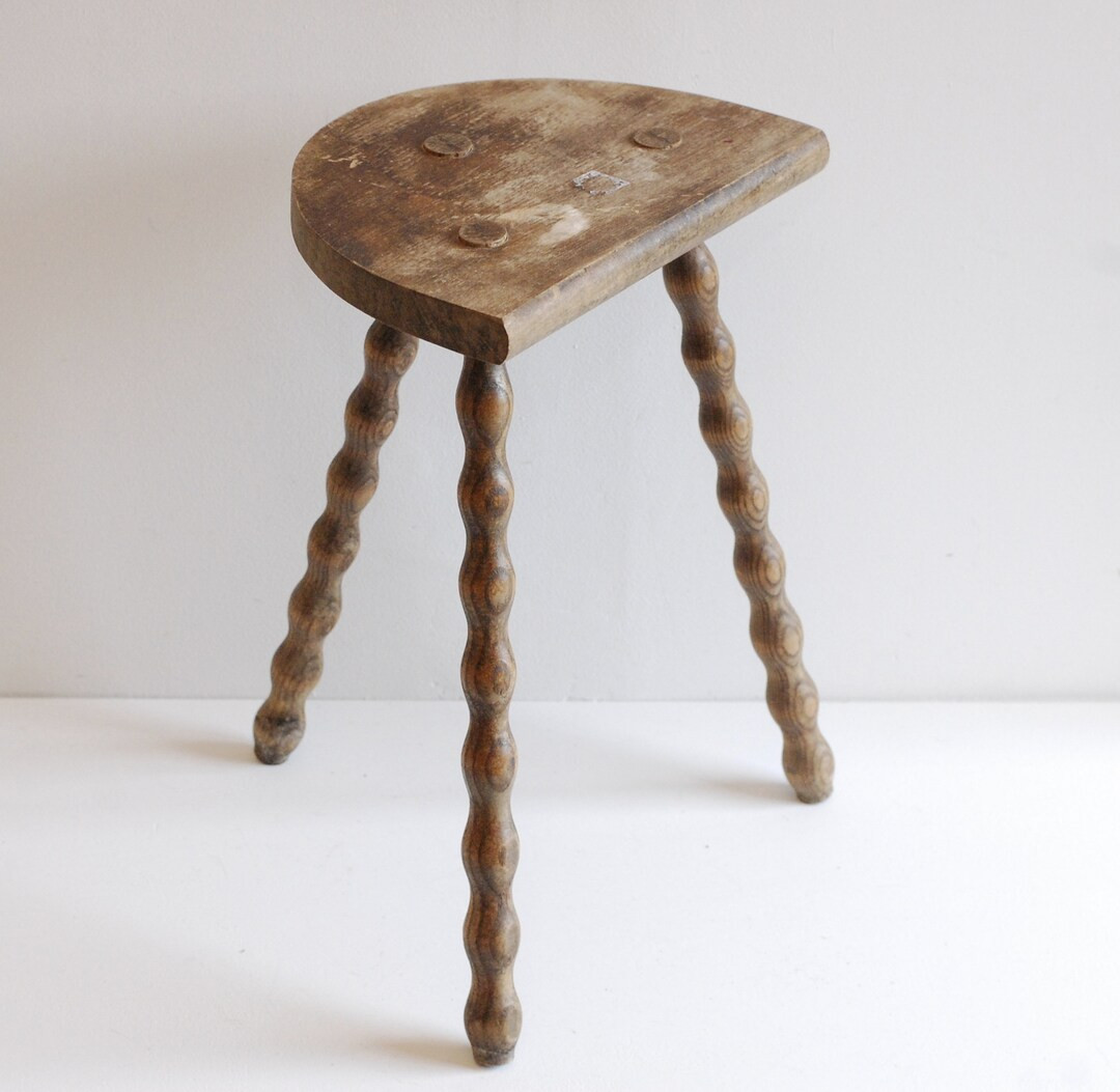 Vintage French Wood Stool Side Table Tripod Chair Plant Stand Natural Wood Furniture Home Decor/ ... | Etsy (US)