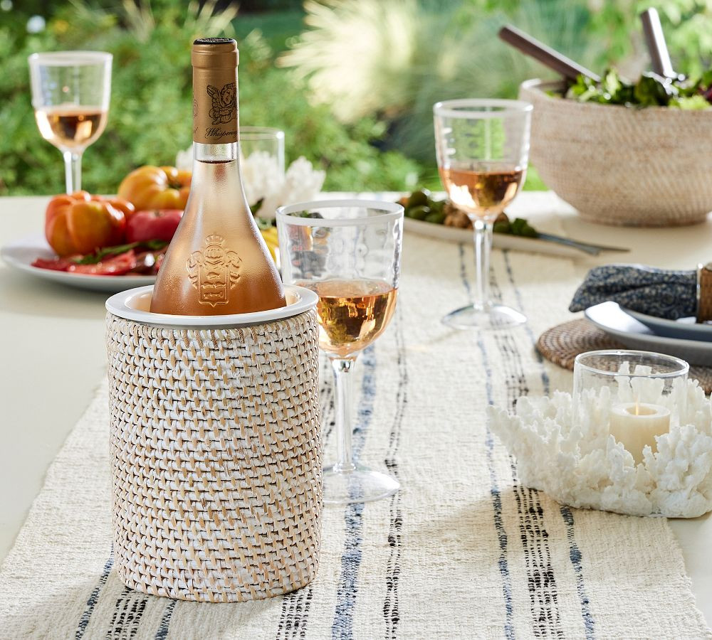 Tava Handwoven Rattan Wine Chiller | Pottery Barn (US)