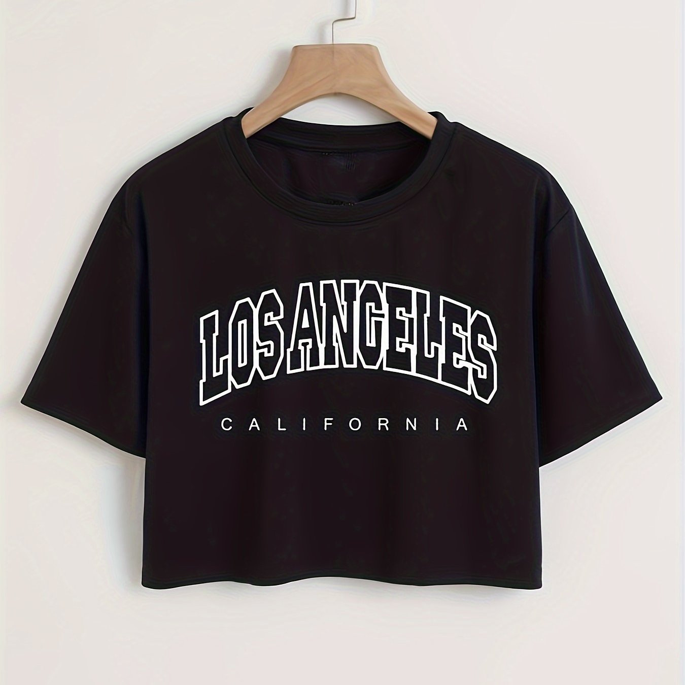 Letter Print T shirt Casual Short Sleeve Crew Neck Crop Top - Temu | Temu Affiliate Program