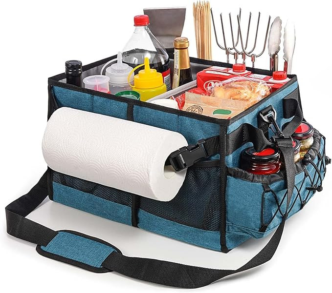 Lorbro Grill Caddy, BBQ Caddy with Paper Towel Holder, Utensil Caddy with Condiment Pocket, Colla... | Amazon (US)