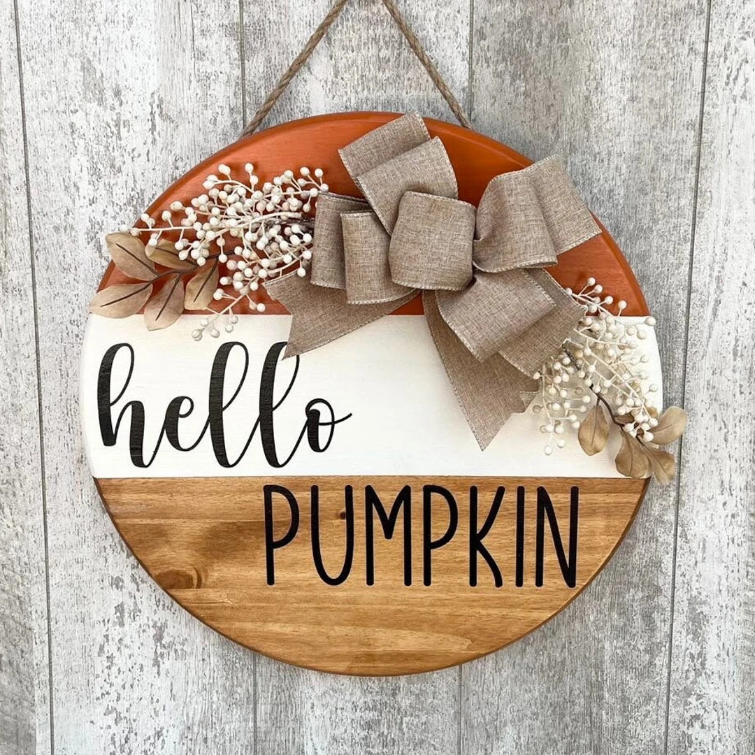Fall Door Hanger Hello Pumpkin Door Hanger Fall Door Decor - Etsy | Etsy (US)