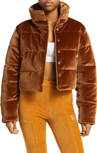 Gold Rush Rib Velour Puffer Jacket | Nordstrom