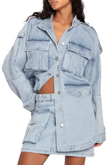 Belle & Bloom Distant Love Oversize Denim Shirt Jacket in Stonewash at Nordstrom Rack, Size Large | Nordstrom Rack