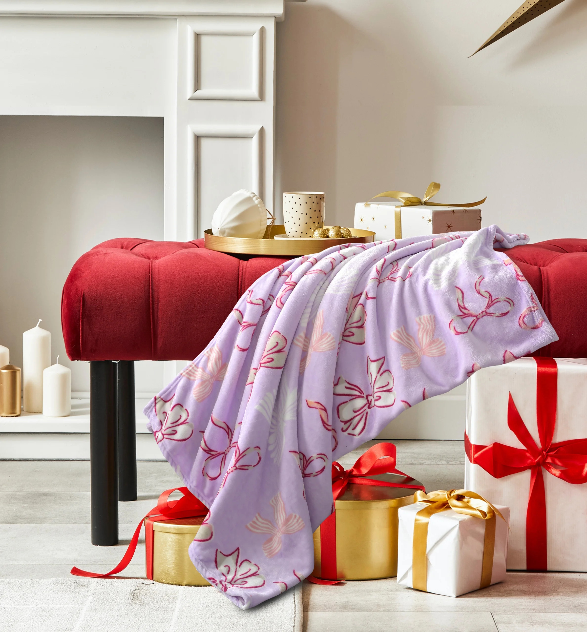 Way to Celebrate Super Soft Cozy Valentines Day Oversize Plush Throw Blankets, Bows | Walmart (US)