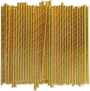 Gold Paper Straws Bulk 1000 Counts, 7.75" x0.24" - for Party, Wedding, Drinks and Cocktail | Amazon (US)
