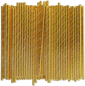 Gold Paper Straws Bulk 1000 Counts, 7.75" x0.24" - for Party, Wedding, Drinks and Cocktail | Amazon (US)