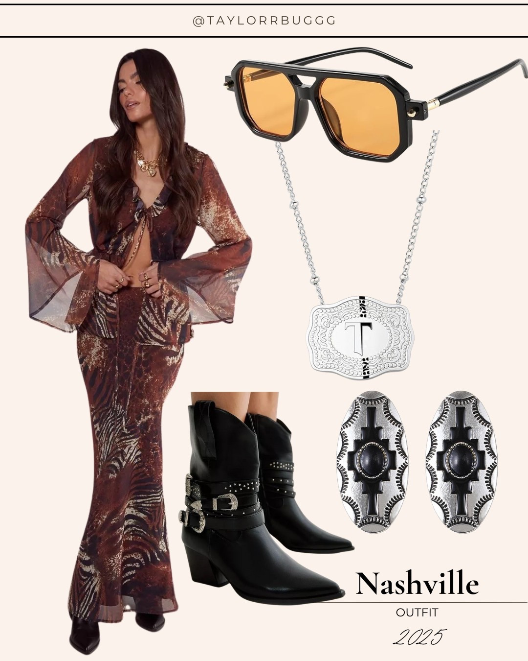 If you’re headed to Nashville or planning outfits for your next country concert, this glam western look is everything!
Wearing this matching mesh set (top + skirt) and black buckle boots from Nasty Gal—all on sale right now! Styled it with bold western jewelry and retro sunglasses from Amazon to give it that edgy, cowgirl twist.

Perfect for Broadway nights, festival season, or your next bachelorette weekend in Music City!

Shop the look:
#NashvilleOutfit #CountryConcertOutfit #WesternFashion #NastyGalSale #AmazonAccessories #FestivalStyle #LTKConcertLook #BacheloretteOutfits #CowgirlChic #WesternVibes #AmazonJewelry #NashvilleStyle #MeshSet #BohoWestern

#LTKFestival #LTKShoeCrush #LTKSaleAlert