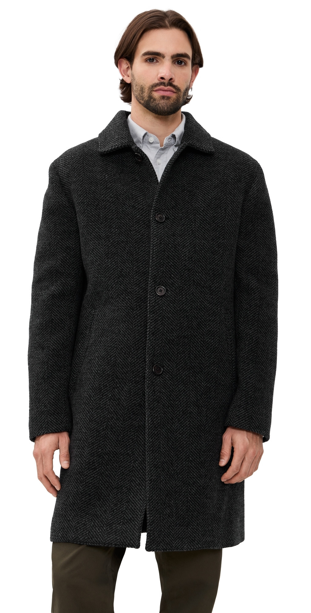 Reigning Champ Wool Herringbone Scout Coat Herringbone Black/Grey L | Shopbop