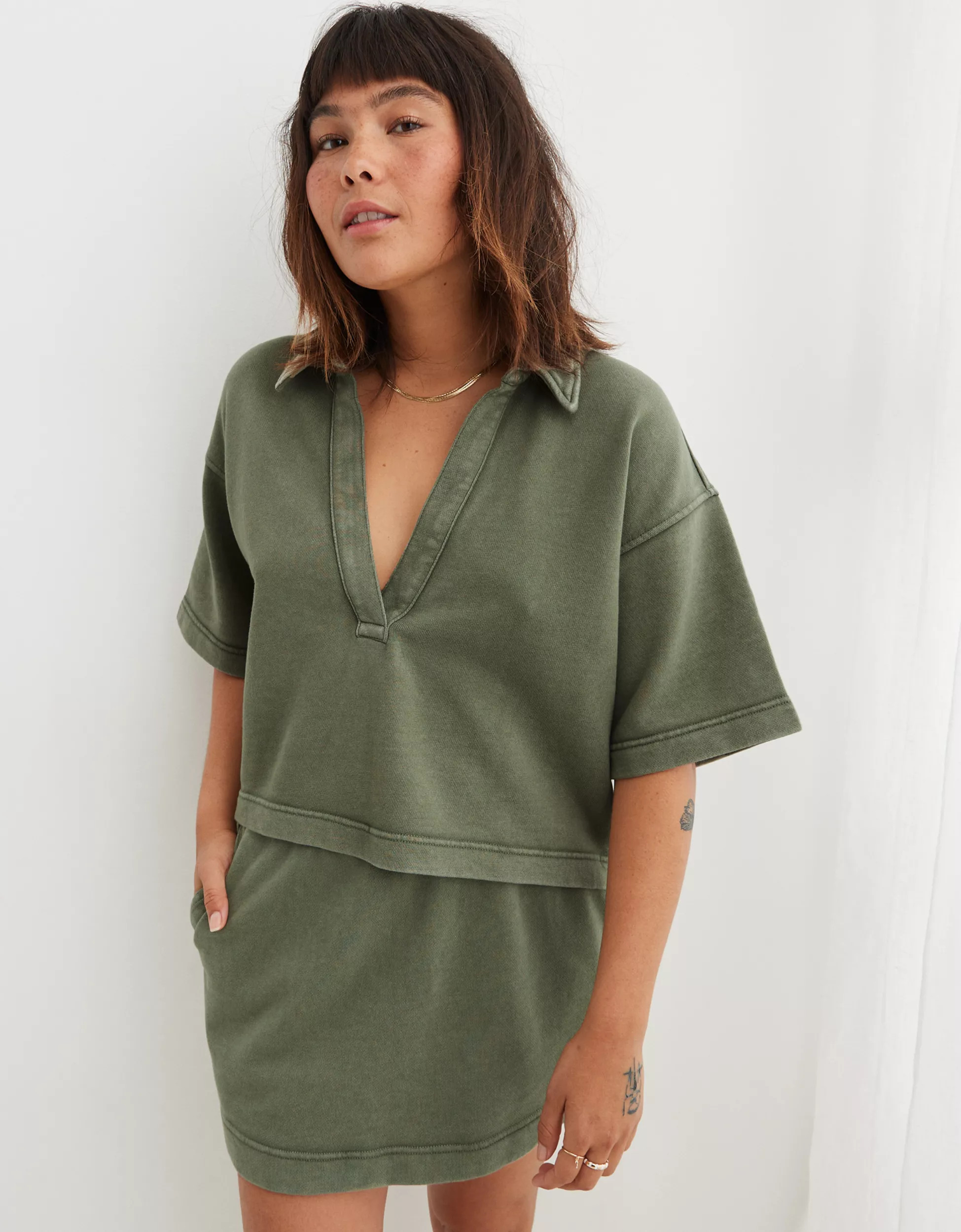 Aerie Short Sleeved Polo Sweatshirt | American Eagle Outfitters (US & CA)