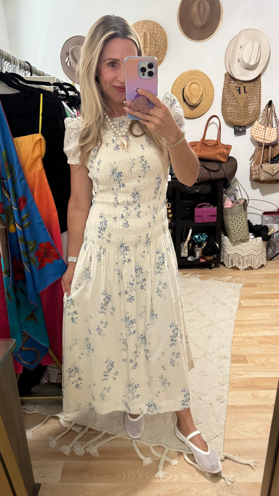 The most flattering girly dress 👗 Runs true to size . Midi length and hits mid shin for me and I’m 5’7. Great quality with zipper back and stretch elastic ruched waist line . 

#LTKSeasonal #LTKOver40 #LTKWedding