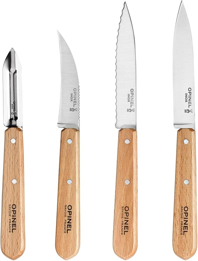 OPINEL Les Essentials - Small Kitchen 4 Piece Knife Set - Paring, Serrated, Peeler, Vegetable Kni... | Amazon (US)