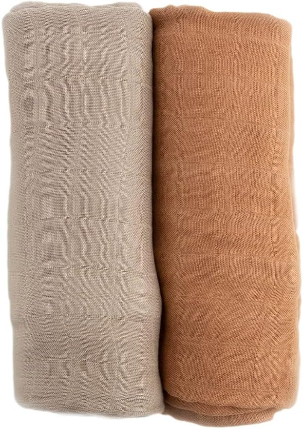 Little Unicorn – Caramel Deluxe Swaddle Set | Set of 2 | 100% Rayon Muslin from Bamboo | Super ... | Amazon (US)