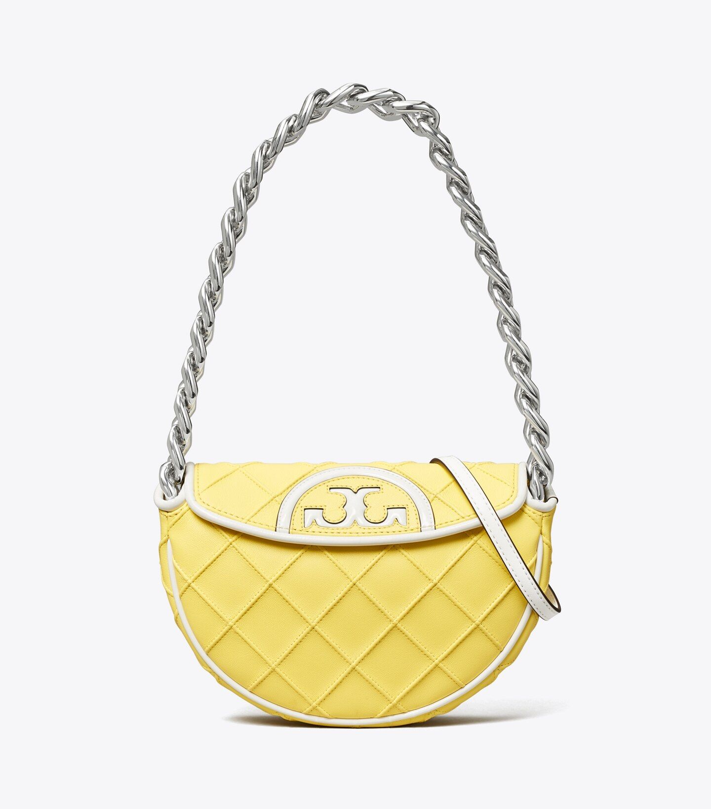 MINI FLEMING SOFT PATENT BORDER CRESCENT BAG | Tory Burch (US)