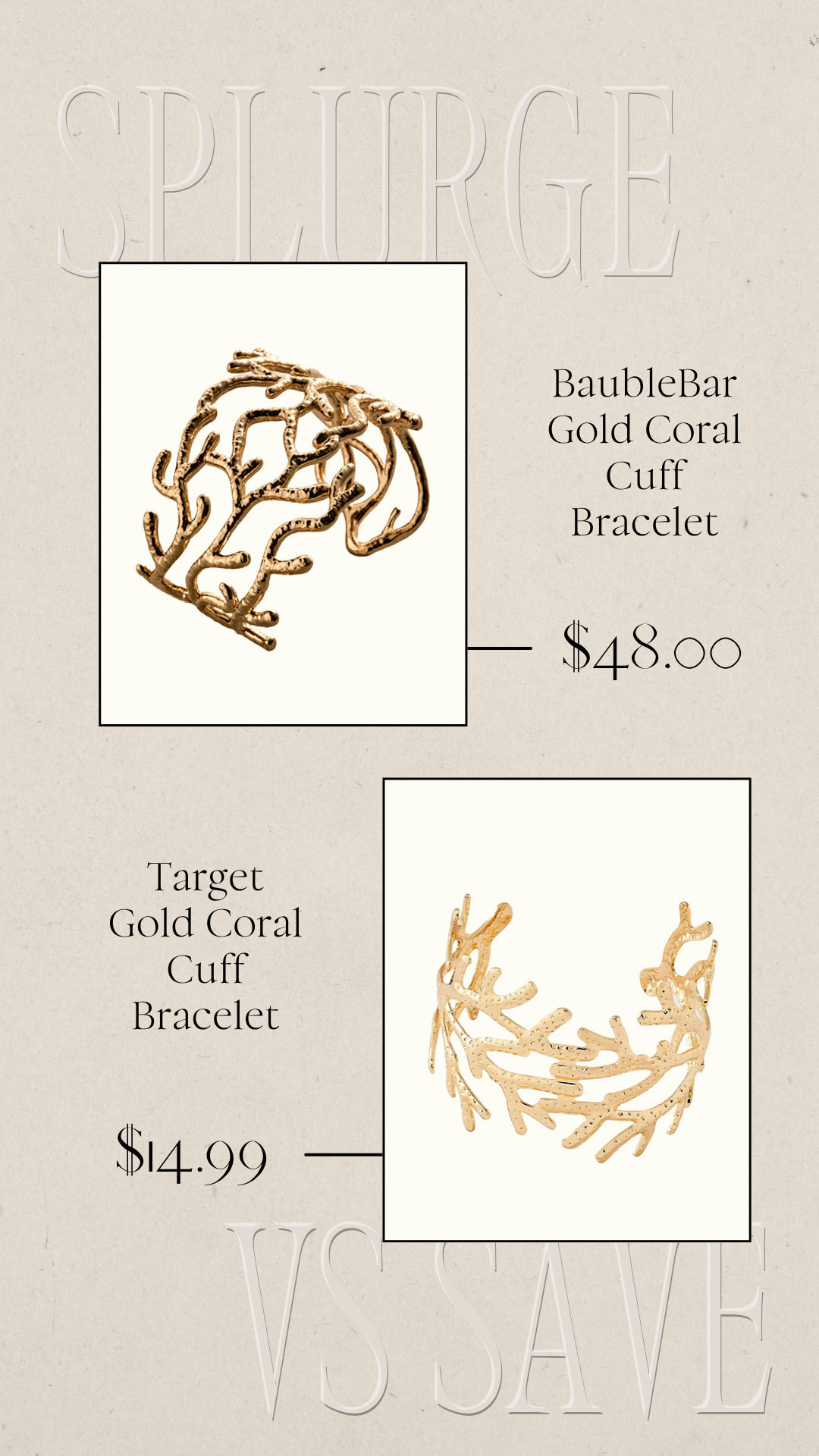 Splurge vs Save | Save vs Splurge | Resort Jewelry | Vacation Jewelry | Coral Bracelet | Cuff Bracelet 

 #LTKootd #LTKSeasonal #LTKTravel