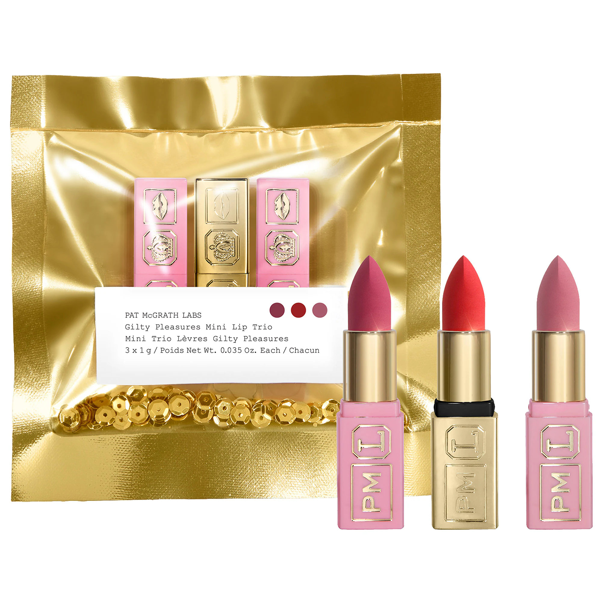 PAT McGRATH LABS Mini Gilty Pleasures Lip Trio 3 x 0.035 oz/ 1.035 mL 3 x 0.035 oz/ 1.035 mL | Sephora (US)