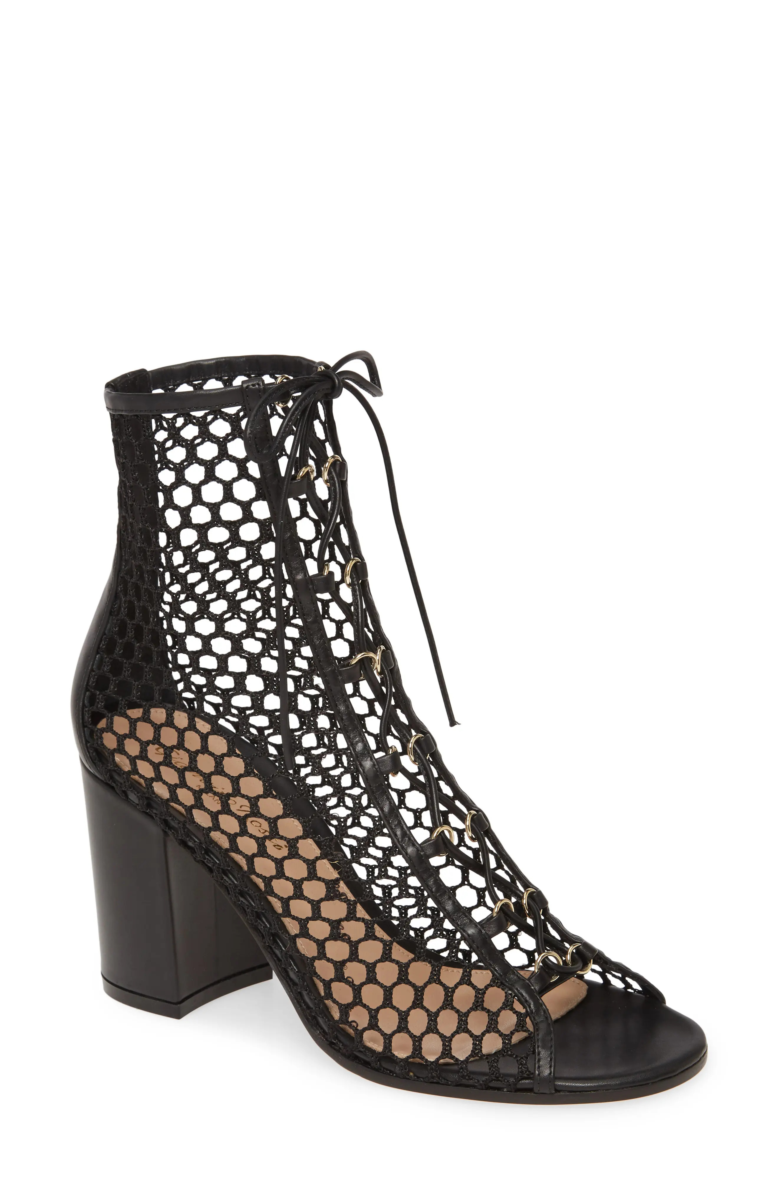 Women's Gianvito Rossi Mesh Lace-Up Bootie, Size 7US / 37EU - Black | Nordstrom