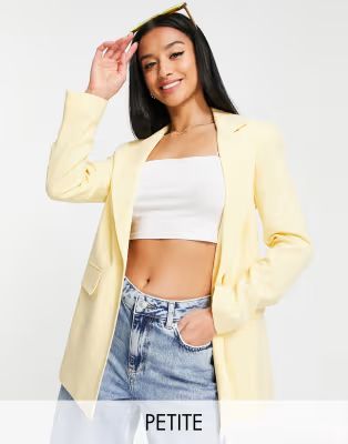 Miss Selfridge Petite linen blend blazer in yellow | ASOS (Global)