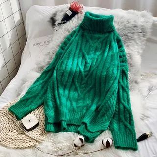 Turtleneck Chunky Knit Sweater | YesStyle Global