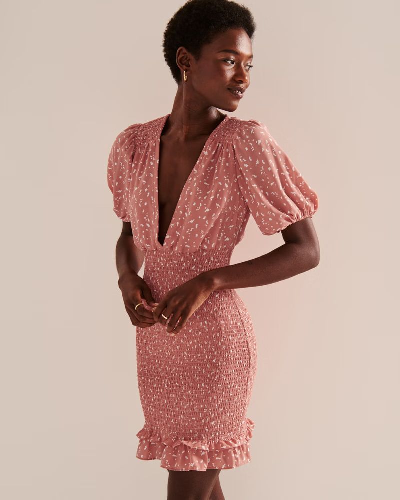Smocked Waist Mini Dress | Abercrombie & Fitch (US)