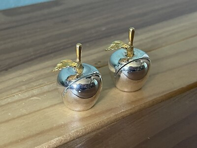 Two Vintage Metal Apple Name Or Cheese Card Holders Silver Golden Leaves 1”  | eBay | eBay UK
