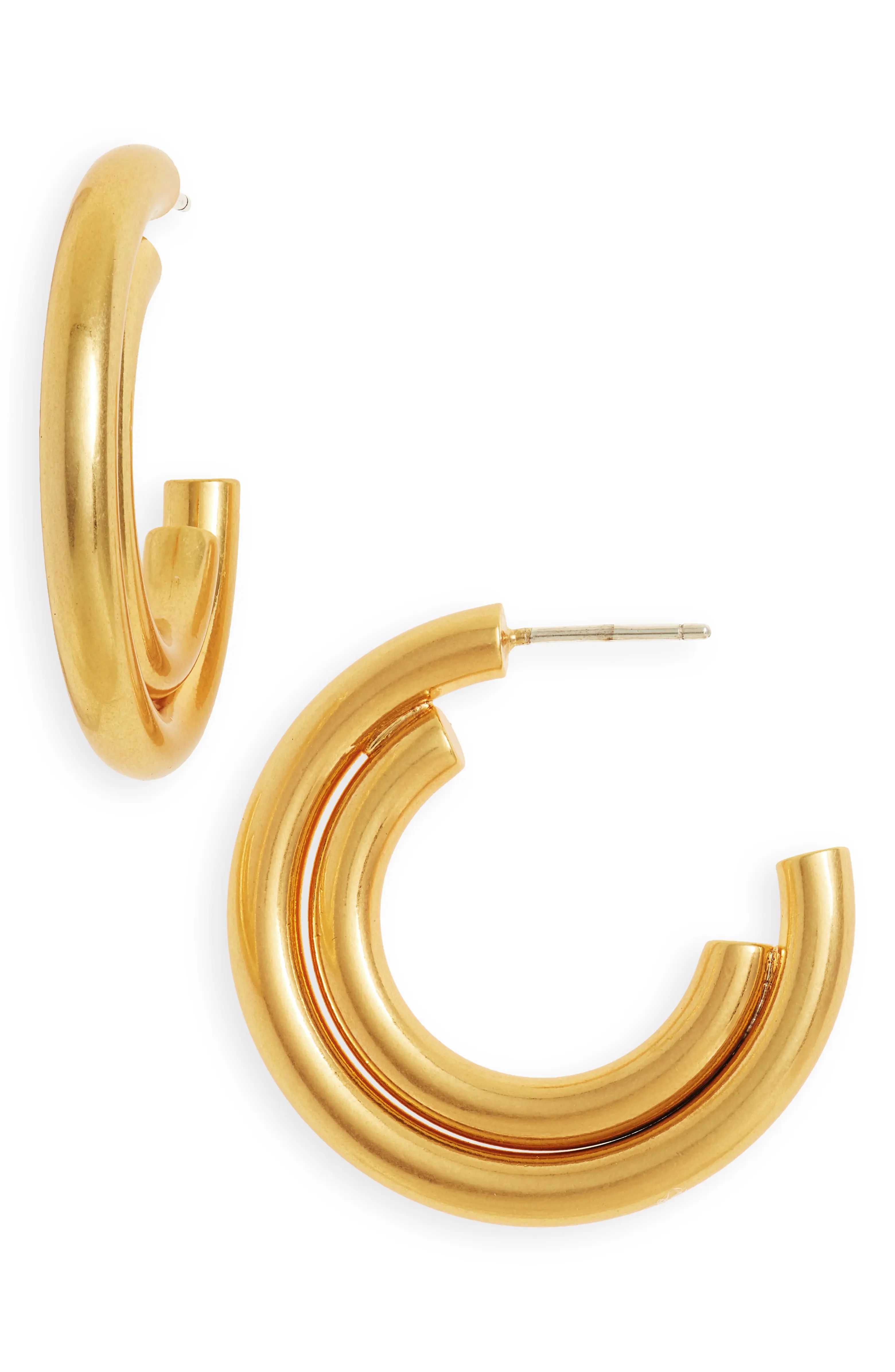 Duo Shine Medium Hoop Earrings | Nordstrom