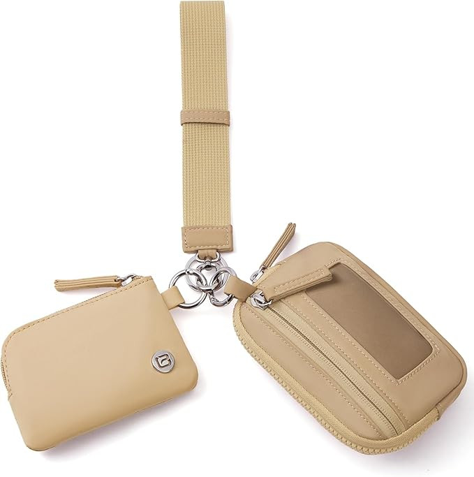 POIUGOYA Nylon Wristlet Wallets, Dual Pouch Keychain Wristlet Wallet, RFID Small Wallet With Coin... | Amazon (US)