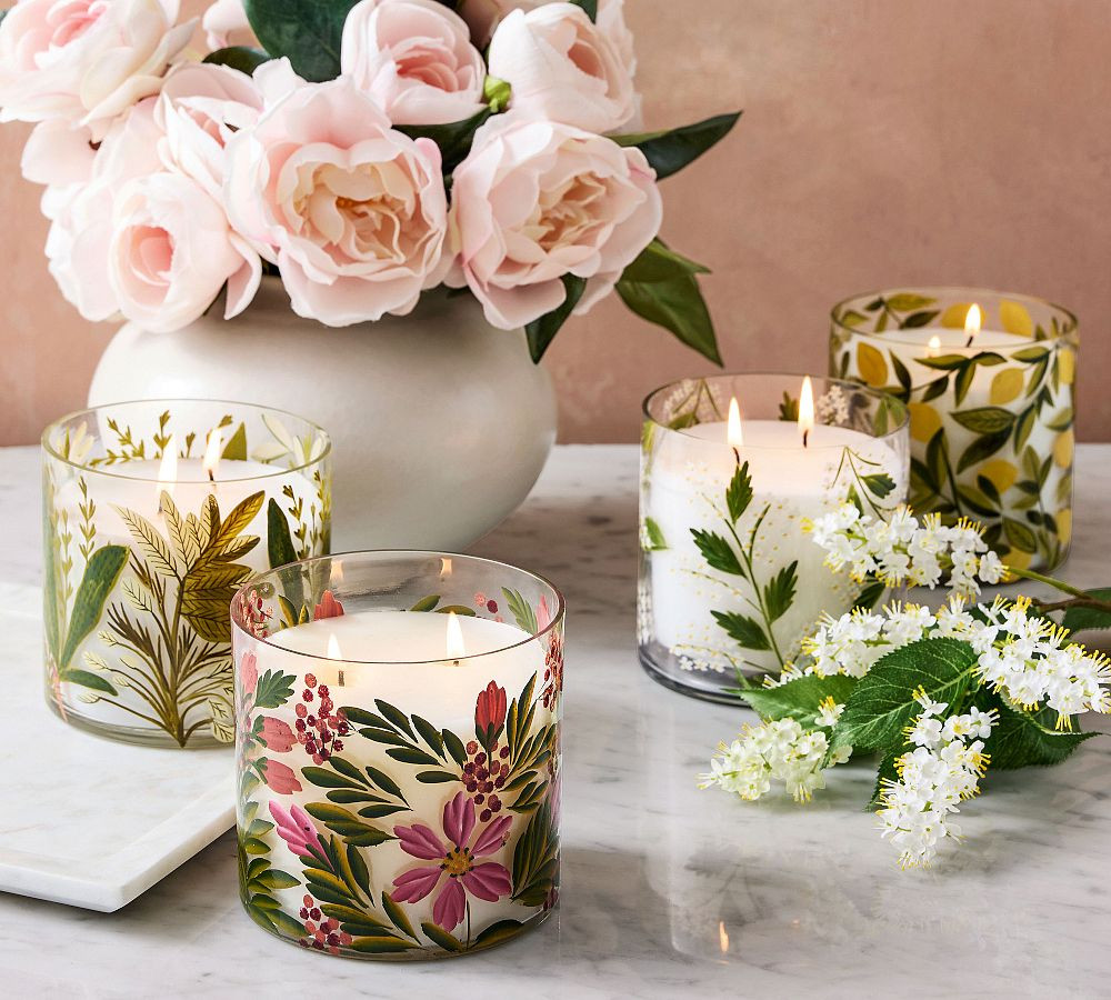 Hand Painted Flower Candle | Pottery Barn CA
