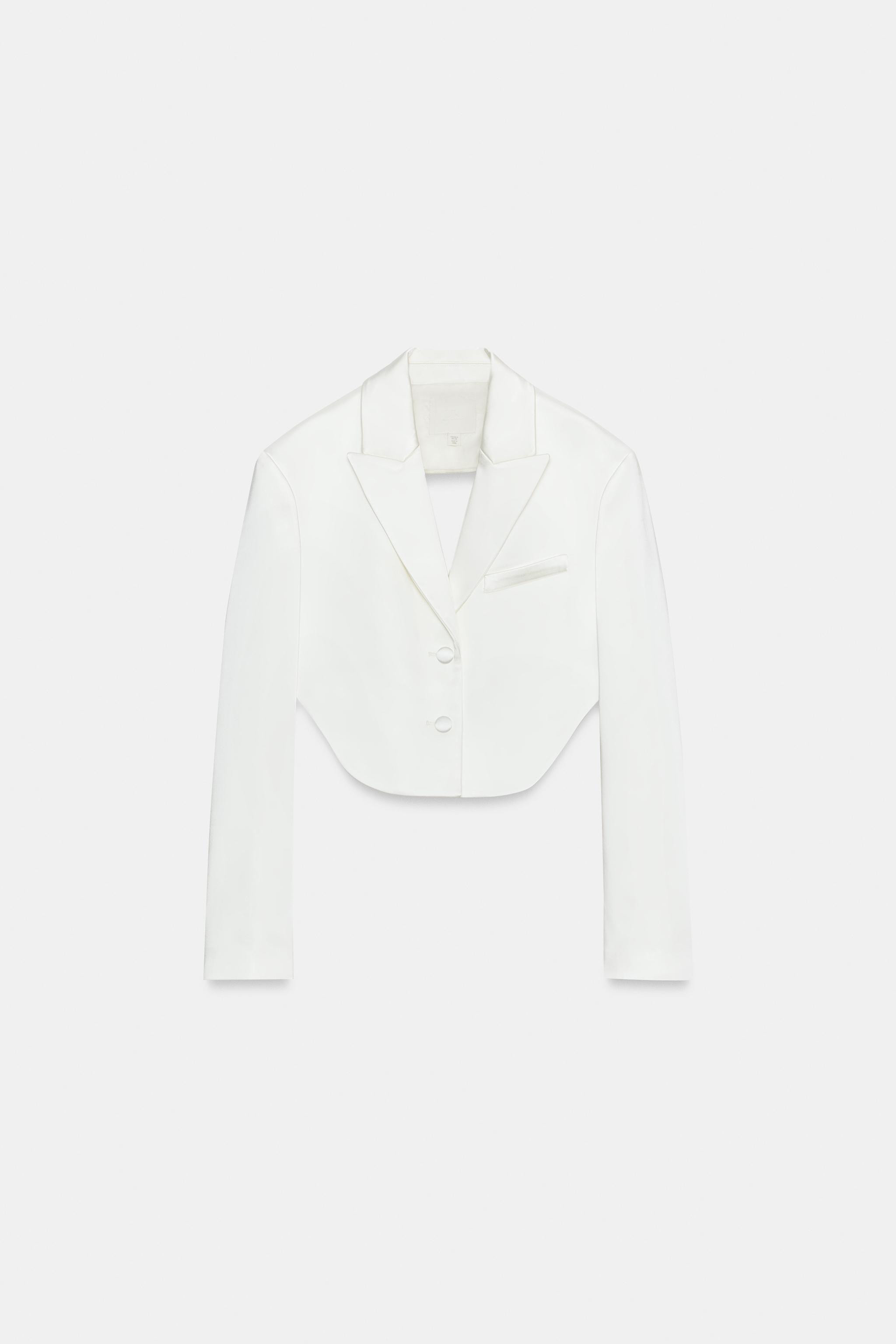 SATIN EFFECT CROP BLAZER WITH BACK VENT | Zara US