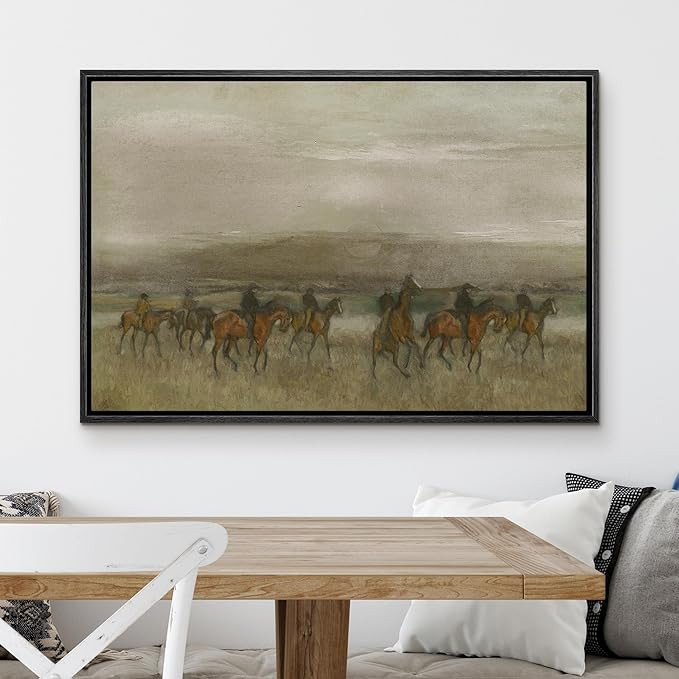 MUDECOR Framed Canvas Print Wall Art Horse Riders in Dark Watercolor Landscape Nature Wilderness ... | Amazon (US)