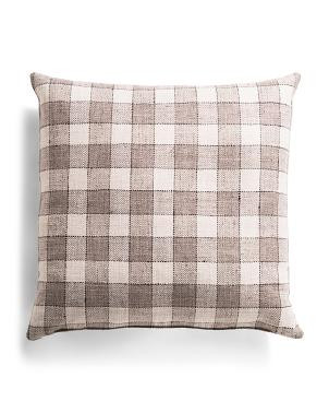 22X22 Celeste Smoke Gingham Feathered Fill Pillow, Polyester | TJ Maxx