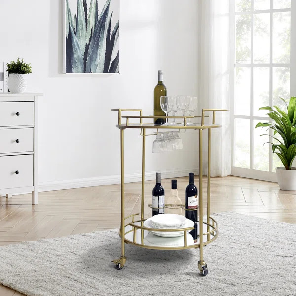 Andrano Piper Mirrored Bar Cart | Wayfair North America