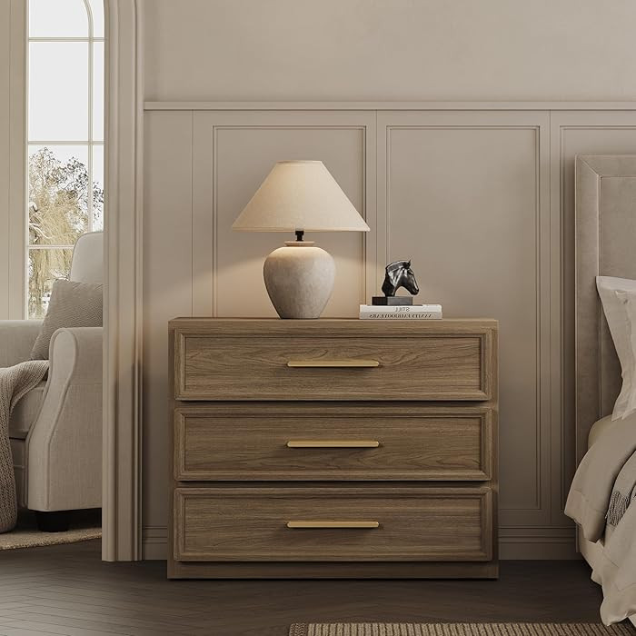 SICOTAS Night Stand Oversized Extra Large Nightstand Tall Bedside Side Table with 3 Drawers with ... | Amazon (US)