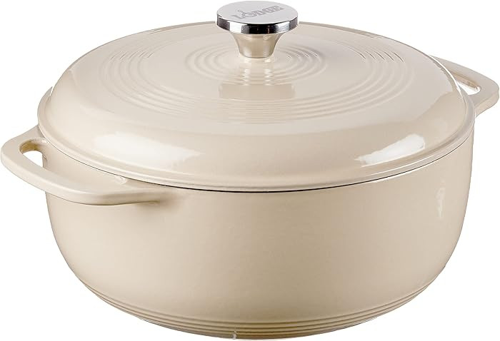 Lodge 6 Quart Enameled Cast Iron Dutch Oven with Lid – Dual Handles – Oven Safe up to 500° F... | Amazon (US)