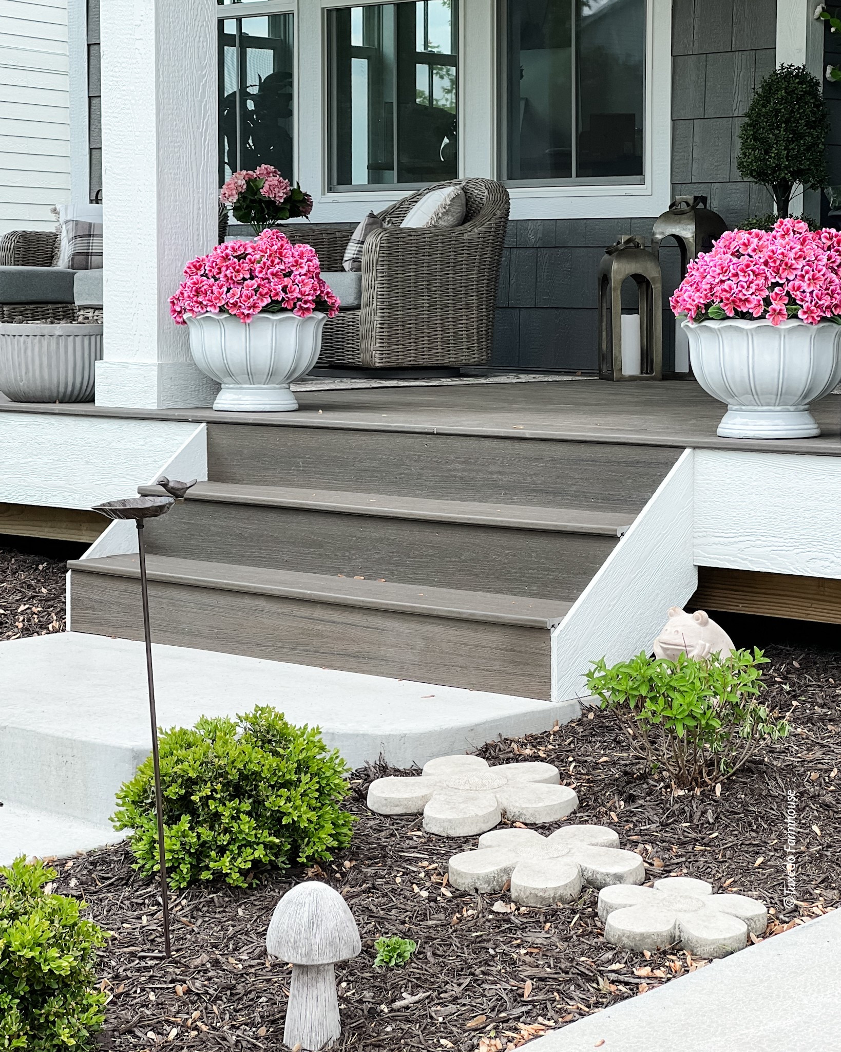 A Cottage style porch and landscaping is my vibe! Add whimsy and charm with garden stakes, stepping stones and garden decor  

#LTKHome #LTKSaleAlert #LTKSeasonal