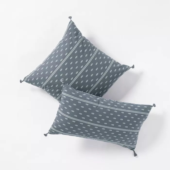 Oversized Woven Dobby Lumbar Throw Pillow Blue/Neutral - Threshold™ designed with Studio McGee | Target