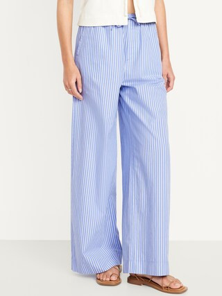 High-Waisted Poplin Super Wide-Leg Pants | Old Navy (US)